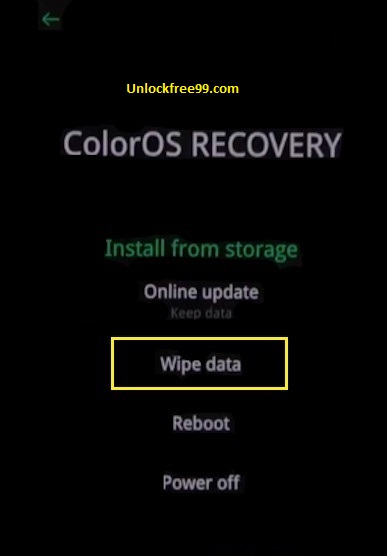 Oppo Hard Reset Wipe Data option