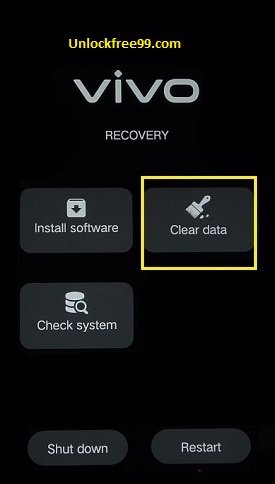 Vivo Hard Reset clear data option
